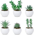 GREENTIME 6Pcs Green Artificial Succulents in Plastic Pots Fake Plants by Greentime