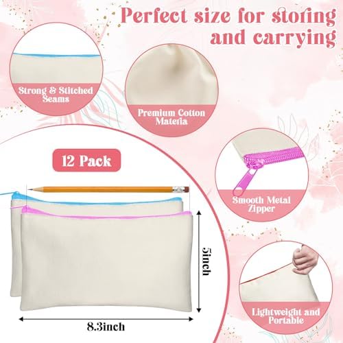 Legigo Blank Canvas Bags Zipper Pouch Makeup Bags Pencil Pouch Bulk - Image 2