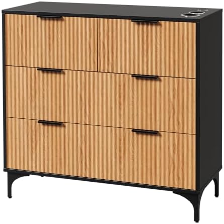 OmySalon Salon Station, Barber Station with 4 Drawers & 3 Hair Dryer Holders, Modern Retro Style Free Standing Cabinet, Storage Styling Stations for Barbershop Beauty SPA, Black by OmySalon