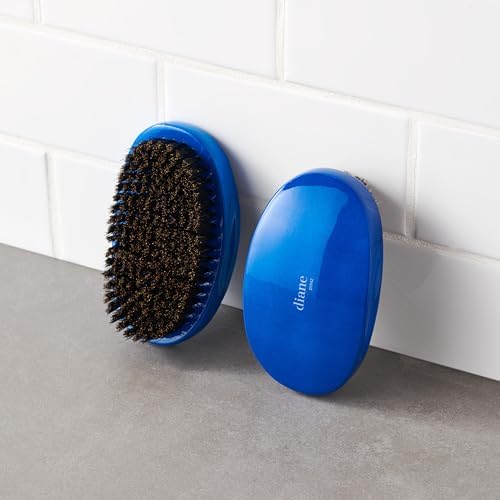 Diane Men’s Prestige 100% Soft Boar Bristle Curved Military Wave Brush for Styling and Wave Maintenance, Perfect for Short Cuts, Fades, and Fine, Wavy or Curly Hair, Blue - Image 3