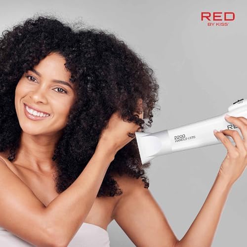 Red by Kiss Handle-Less Ceramic Tourmaline Hair Dryer, 1875W Ergonomic Grip, White, Includes 3 Attachments, For Detangling, Straightening, and Frizz-Free Shine - Image 6
