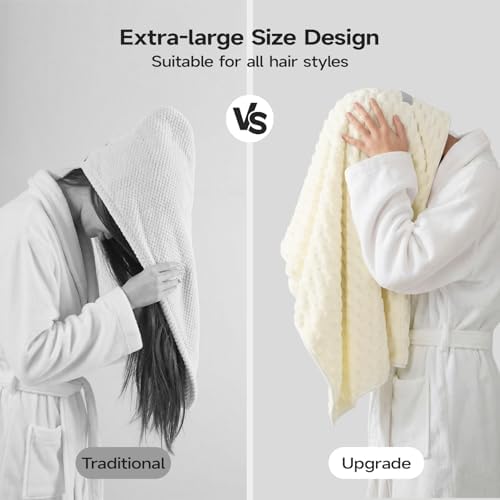 REDKISS 4 Pack Extra Large Hair Towels - Microfiber Oversized Hair Towel Wrap for Women, 23 x 47 inches Hair Towels with Elastic Strap, Super Soft Hair Drying Towels for Long, Thick, Curly Turbans - Image 5