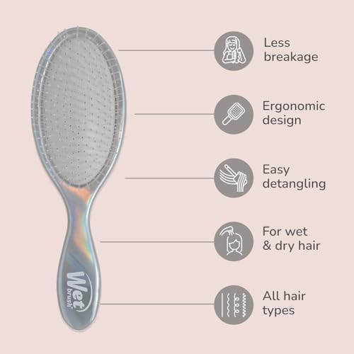 Wet Brush Original Detangler, Chrome (Iridescence Icon), Ultra-Soft IntelliFlex Bristles Glide Through Tangles, Detagnling Hair Brush, All Hair Types (Wet & Dry), Women & Men, Limited Edition - Image 4