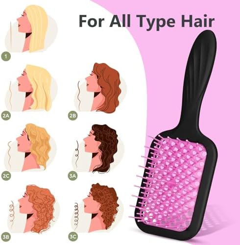 SHINLEA Vented Detangling Brush for Curly Thick Hair, Wave-Shaped Bristles for Scalp Massage, Anti-Tangle Hairbrush for Women, Men and Teens, Purple - Image 3