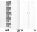 71" Metal Garage Storage Cabinet with Wheels and Locking Doors and Tall Rolling Steel Tool Cabinet with 4 Adjustable Shelves for Garage,Home,Office,Shop (White, 71''H x 30''W x15''D) by AUEYTVR