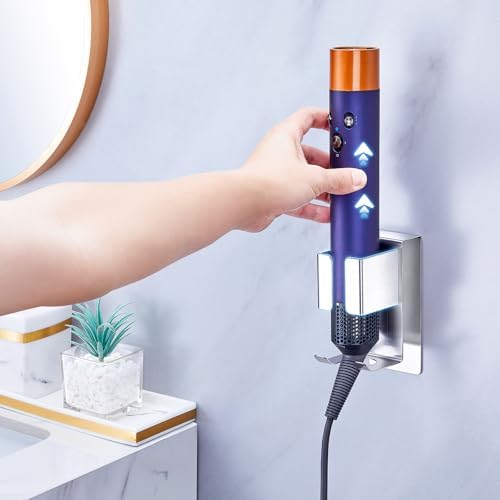 Hair Straightener Holder Wall Mounted Blow Dryer Holder, Blow Dryer and Curling Iron Holder, Hair Dryer and Straightener Holder, Bathroom Hair Tools Organizer and Storage (Silver, 1Pc) - Image 7