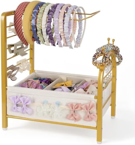 Headband Holder Organizer, Hair Tie Holder Rack for Girls and Women Gold by Lucasden