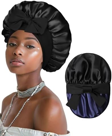 AWAYTR Double Layer Satin Bonnet for Women, Reversible Sleep Hair Wrap by AWAYTR