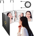 Three Way Mirror for Braiding Hair LED Lighted Trifold 360 Mirror for Women for Braiding Haircuts for Men Self Cut Shaving Barber Hair Cutting Tools by GLDDAO