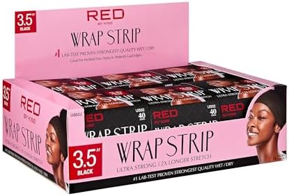 Red by Kiss Hair Wrapping Strip, Ultra Strong 2X Longer Stretch, 40 Strips, Suitable for Wet/Dry Hair, White, Styling Paper for Sleek Hairstyles (3.5", Black, 6 PACK) - Image 3