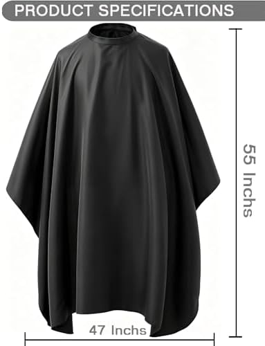 Professional Hair Cutting Cape with Adjustable Snap Closure, Salon Barber Cape,Waterproof Hairdressing Salon Cape - 47" x 55" - Image 2