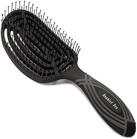 NuWay® DoubleC® Pro Professional Detangling Hair Brush – Patented Double Curve Scalp Care Brush for Gentle Detangling, Blow-Dry Styling & Wet or Dry Hair (Black) - Image 3