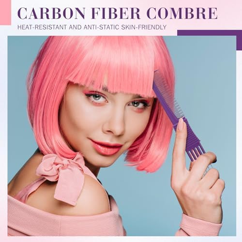 Leinuosen 3 Pack Teasing Combs with Metal Pick, Purple - Image 6