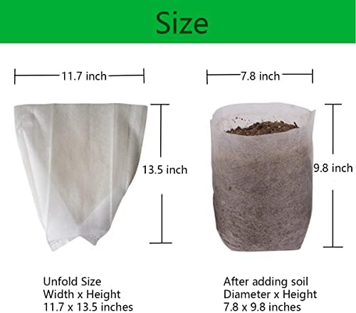 gardtree 2 Gallon 50PCS 11.7×13.5 Inch Breathable Plant Grow Bags - Non-Woven Plant Nursery Bags for Seed Starting, Indoor/Outdoor Vegetable, Herbs, Flower Easy Transplant, Space Saving - Image 2