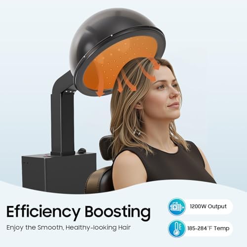 Professional Hair Dryer Hood with 1200W Pure Copper Motor – Adjustable Temperature & Timer, 360° Even Heat for Home & Salon Use – Large 12" Dome - Image 5