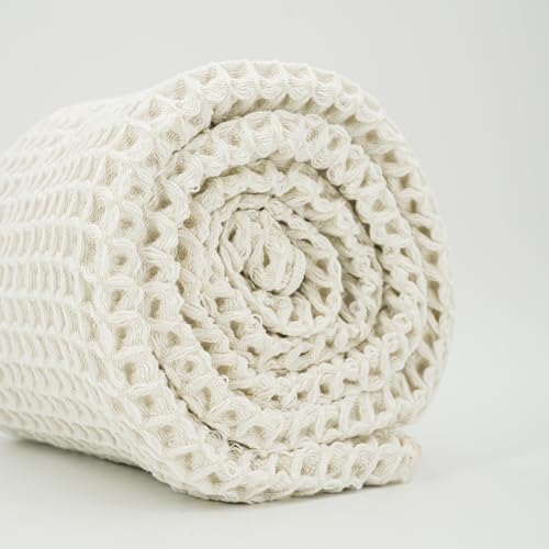 Luxury Organic Japanese Cotton Waffle Bath Towel | Thick, Absorbent, Quick Dry Bathroom Towels for Shower, Sauna, Onsen| Hotel & Spa Quality, Gift-Ready (Shell White, Face Towel, 16" x 16") - Image 5