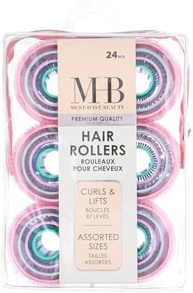 24pc Pastel Colored Self-Grip Velcro Hair Rollers Set - Assorted Sizes - Image 7