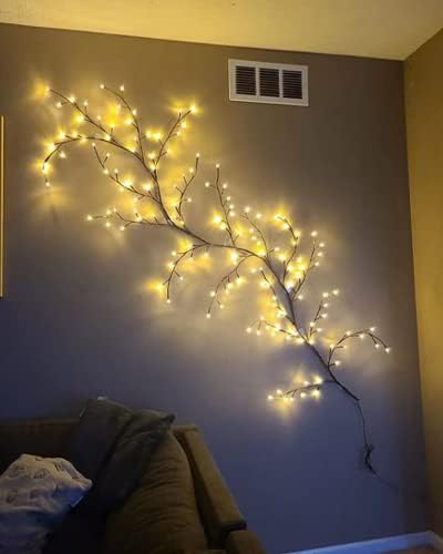 LKGOOD Vines for Room Decor with Remote Control On/Off Timmer Dim,7.5FT Artificial Plants Tree Willow Vine Lights Plug in 144 LEDs for Walls Bedroom,Living Room,Indoor Home Decoration(Brown) - Image 6
