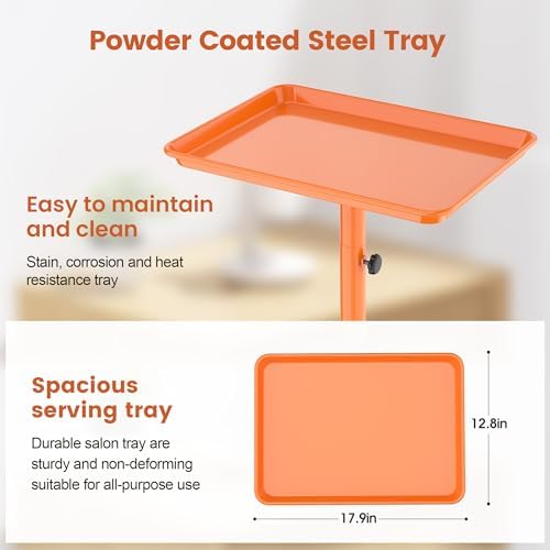 Salon Tray Tattoo Tray Salon Cart for Hair Stylist Salon Trolley Cart with Wheels Salon Rolling Tray-Orange - Image 2