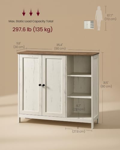 VASAGLE Bathroom Floor Cabinet, 3 Adjustable Shelves, Honey Brown - Image 2