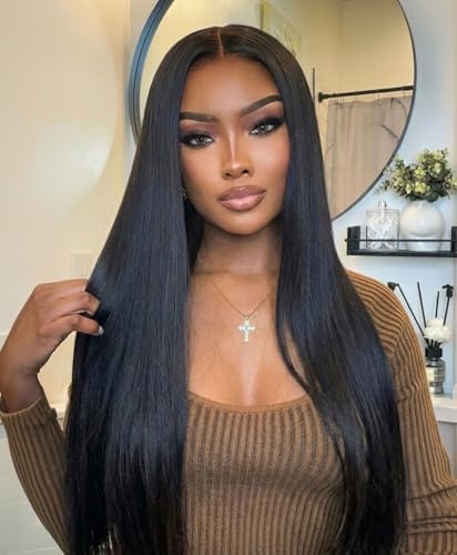 Glueless 6x6 Lace Closure Wigs Human Hair Straight 20 Inch by Megalookhair