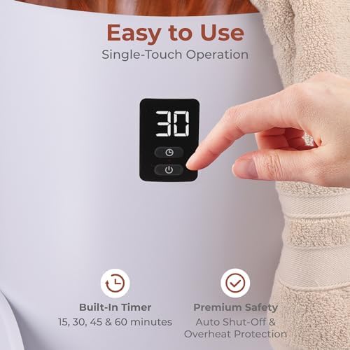 SereneLife Towel Warmer Bucket Style – Portable Blanket Heater with Fragrant Disc Holder, LED Display and Adjustable Timer, Holds 2 Large Towels, Auto Shut-Off, Bathroom Towel Warmer (Cherry) - Image 4
