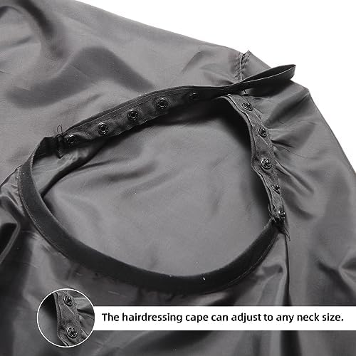 Omvoina Professional Hair Cutting Cape with Adjustable Snap Closure, Salon Barber Cape,Waterproof Hairdressing Salon Cape - 57" x 51"(Black) - Image 4