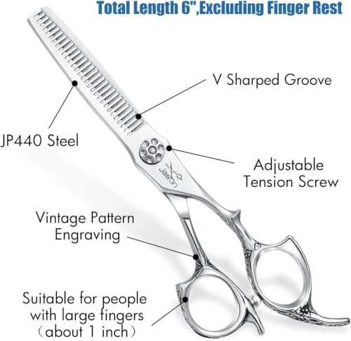 JASON Hair Thinning Scissors Shears - 6" Haircut Blending Scissor 30-Teeth - Image 2