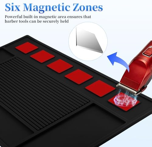 Magnetic Barber Mat for Clippers, Station Organizer with 6 Magnets - Image 4
