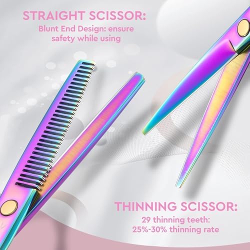 JASON Hair Cutting Scissors Set - 6" Professional Haircut Shears Rainbow - Image 2