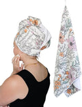 New Microfiber Hair Towel Collection – Sunday Garden Quick Dry Hair Towel Wrap for Women – Anti-Frizz Microfiber Hair Turban for Long, Curly & Thick Hair with Large Loop Closure by BlairCo