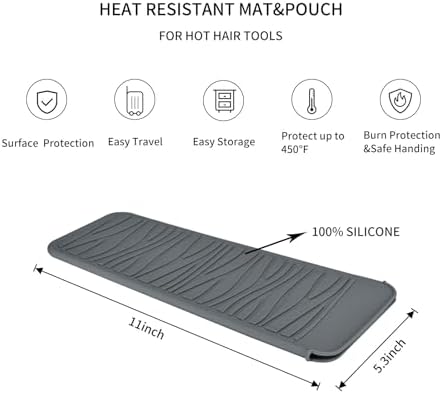 Silicone Heat Resistant Mat for Hair Iron, 11 x 5 inch, Grey, 1 Pack - Image 2