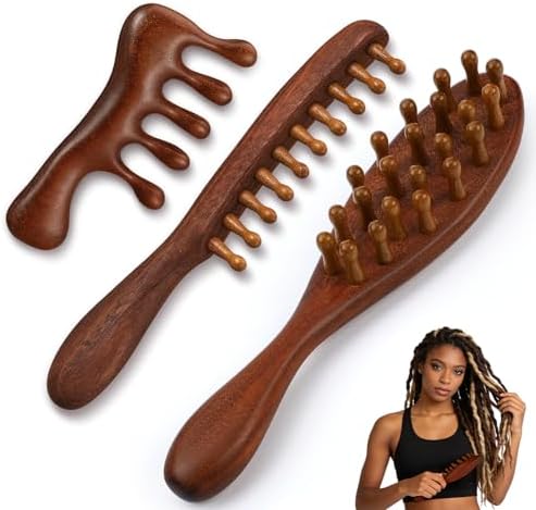 ProSuites 3 Pack Wooden Scalp Massager Tool, Long Handle Head Massage Scalp Loc Brush for Dreads, Multifunctional Hair Massager Tool for Men & Women by ProSuites