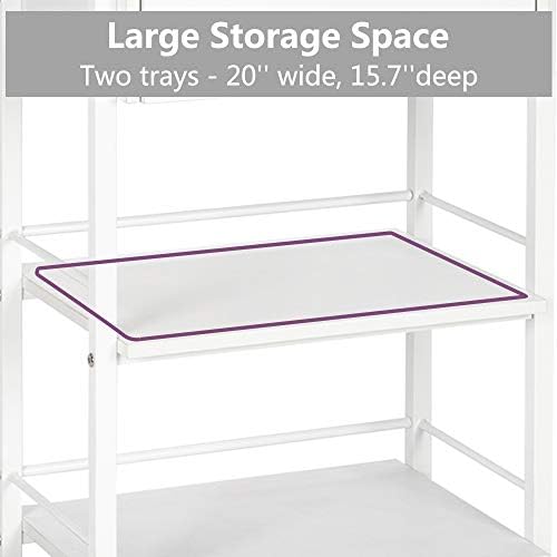 Salon Trolley Cart with Wheels, Wooden Rolling Storage Station, Mobile Utility Cabinet with 1 Drawer 2 Trays, Medical Esthetic Supply for Beauty SPA Massage Tattoo Facials, White - Image 4