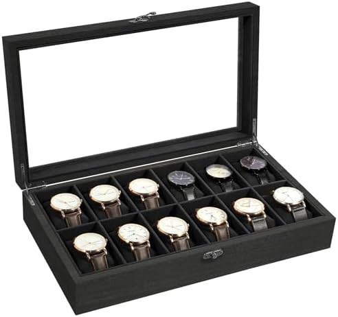 Uten Watch Box 12 Slot for Men, Watch Display Case with Soft Pillow, Black by UTENHOMEGOODSCENTER