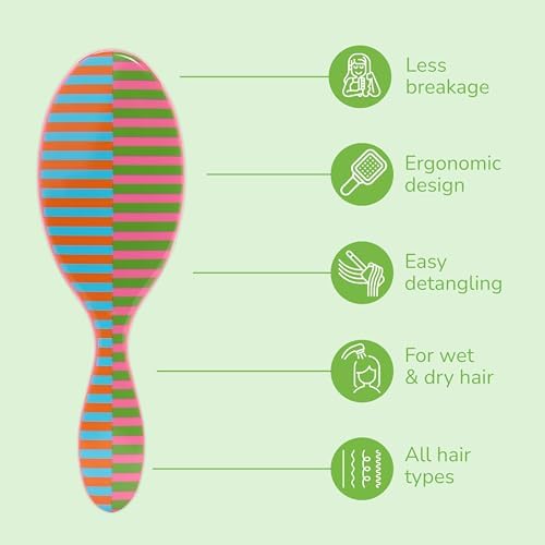 Wet Brush Original Detangler Hair Brush, Flexible Bristles Gently Detangle All Hair Types, Works on Wet or Dry Strands, Ergonomic Handle, Reduce Breakage, Limited Edition, Retro Sport Warm Match Point - Image 3