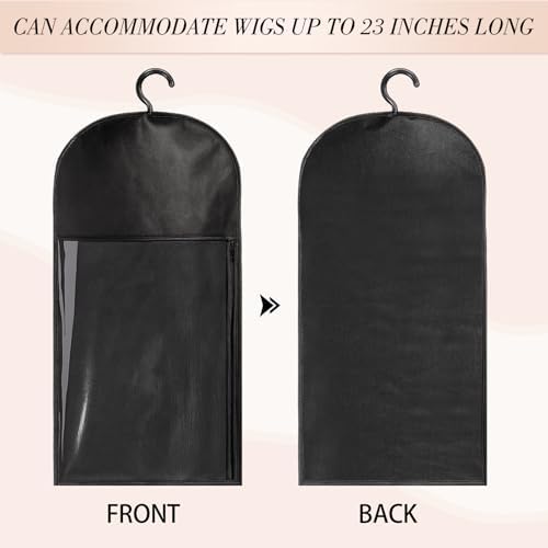 4 Pack Wig Storage Bags with Hanger, 24 Inch, Black - Image 5