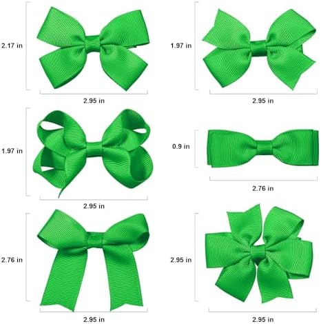 Green Hair Bow Alligator Clips for Girls,12pc 3in Handmade Grosgrain Ribbon Dress Bows St Patrick's Day Easter Mardi Gras Xmas Party Dress Decor Accessory for Women - Image 6