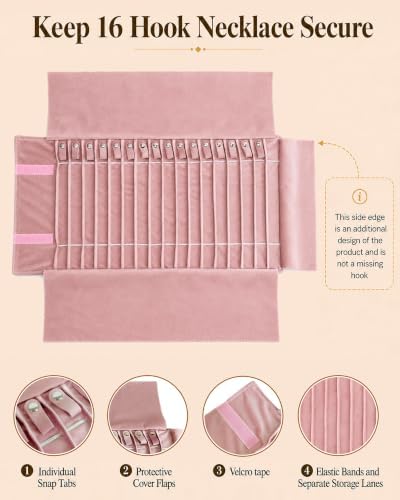 Travel Necklace Organizer, Tangle Free Jewelry Case, 16 Slots - Image 3