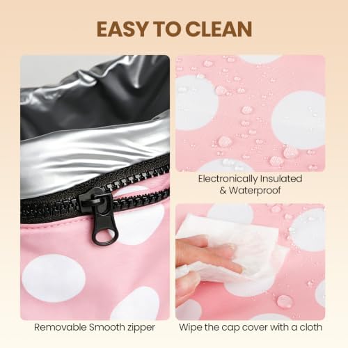 Electric Hair Steamer Cap, Hair Care Hat Heating Cap with 2 Mode Temperature Control, Removable & Washable for Hair Spa Home Thermal - Pink & White - Image 5