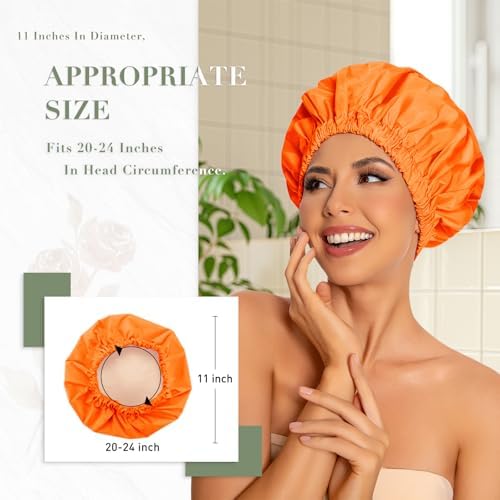 Edoneery Shower Caps for Women Reusable Waterproof, Shower Hair Cap - Image 3