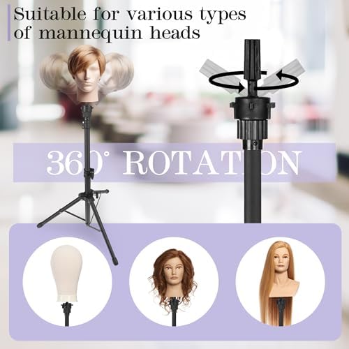 Auroras Wig Stand Tripod, Adjustable 34.64-51.48 Inch - Image 6