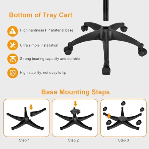 Salon Tray Cart with Extra Storage Space, Salon Rolling Tray, Adjustable Height Salon Tray on Wheels, Removable Hair Extension Tool Tray for Hairdressers, Color Tray for Salon Home Use - Image 6