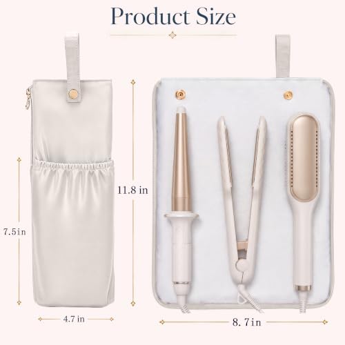 Hot Tools Travel Bag with Heat Resistant Mat, 2-in-1 Hair Tools Organizer Bag for Curling Iron, Flat Iron, Portable Holder & Mat with Cord Pocket for Home Travel(White) - Image 4