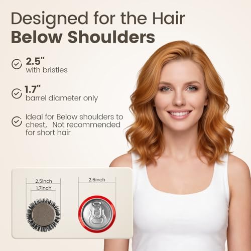 Round Hair Brush for Blow Drying, Aluminium Curly Hair Brush, Hairbrushes for Women Professional Curling, Straightening, Add Volume and Shine (1.7 inch Barrel, 2.5 inch with Bristles) - Image 5