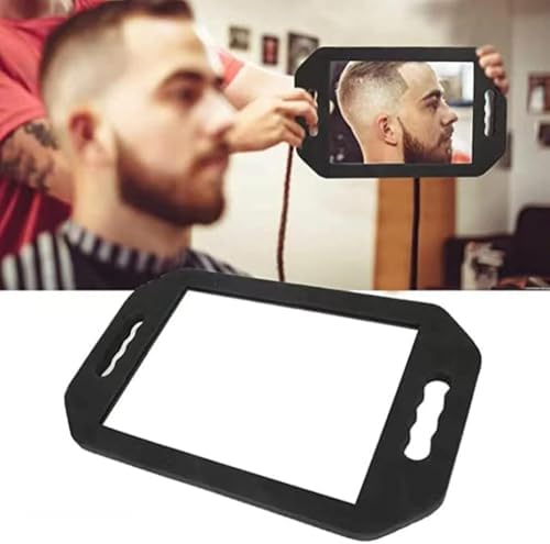Double Handle Mirror - Large Hand Held Mirror(16.14" x 9.84") Barber Mirrors Handheld,Salon Hand Mirrors with Handle,Barbershop Hair Salon Equipment Hairstylist and Barber Accessories - Image 3