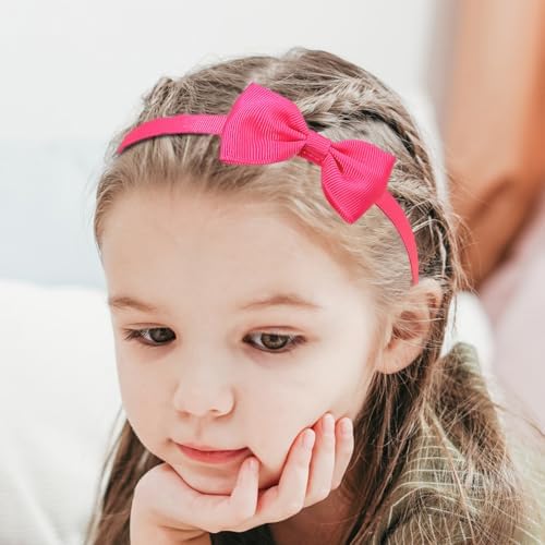 XIMA 20 Pcs Girls Bow Headbands, Grosgrain Ribbon Hairbands with Non-Slip - Image 7