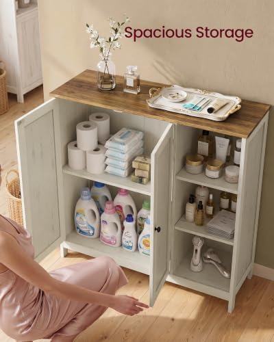 VASAGLE Bathroom Floor Cabinet, 3 Adjustable Shelves, Honey Brown - Image 4