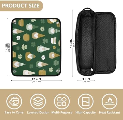 Hair Tools Travel Bag with Heat Resistant Mat 2-in-1 Hot Tools Travel Bag Organizer Flat Curling Iron Travel Case for Straightener Green Clover Dwarf St - Image 4
