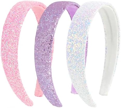 Headbands for Girls, 3 Pack Sparkly Glitter Toddler Girls Headbands by Uintoon